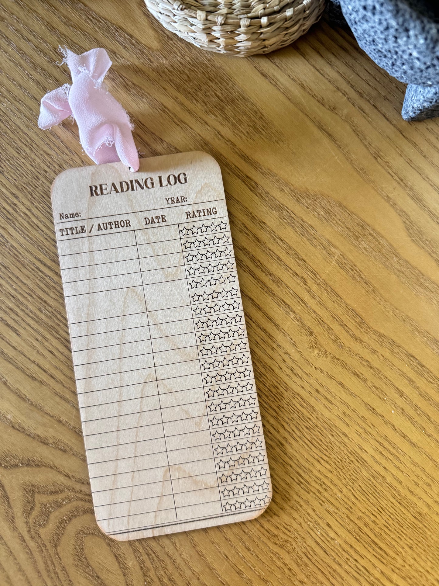 Reading log bookmark