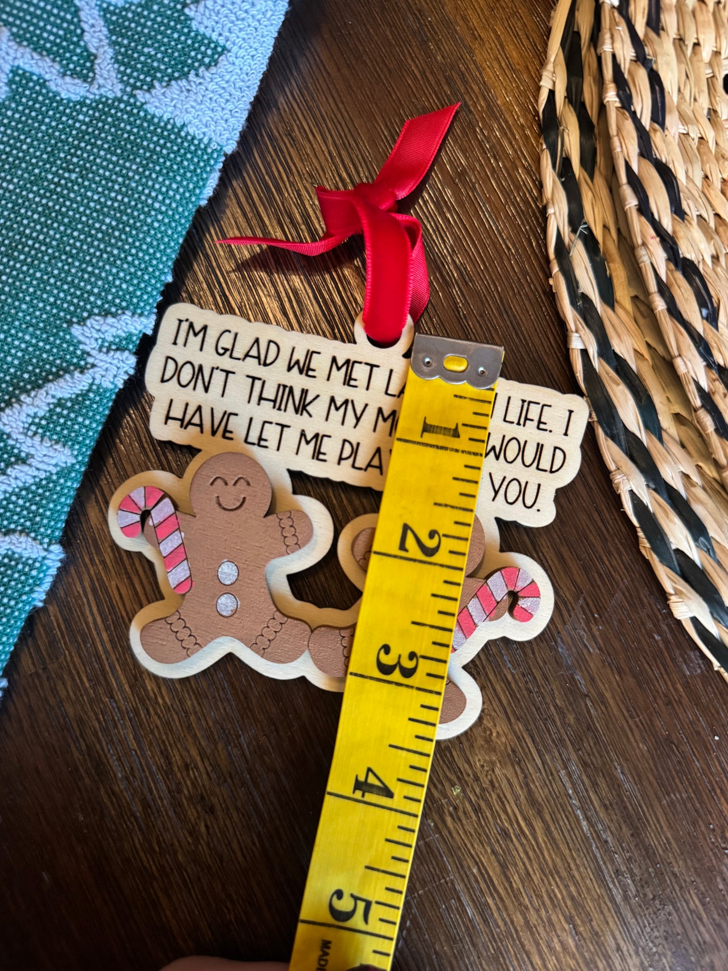 Funny Gingerbread Ornament | “I’m Glad We Met Later in Life” Christmas Ornament | Adult Humor Gift | Holiday Friend Ornament